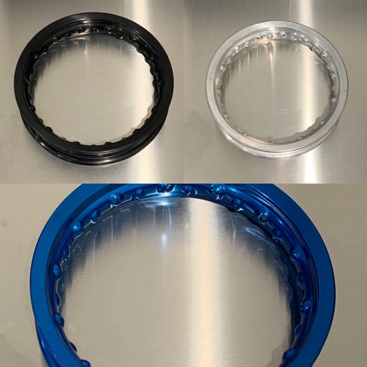 10" ALUMINUM RIM 28 SPOKE HOLES (BLACK/BLUE/SILVER)